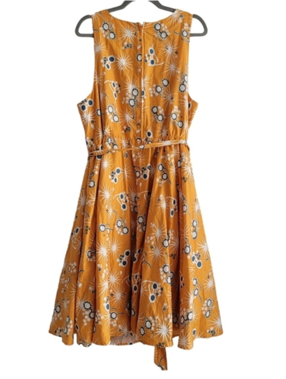 Modcloth Yellow Instant Energy Floral Sunglasses Faux Wrap Summer Dress - Picture 2 of 10